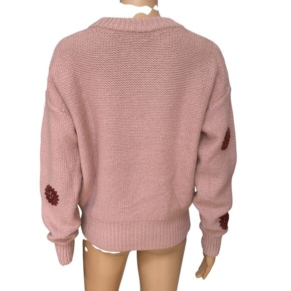 Madewell Merino Wool/Alpaca Blend Sweater Women's Pink Flower Knit Size S - Picture 4 of 8
